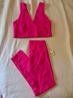 FREE PEOPLE MOVEMENT Never Better Crop & 7/8 Leggings SET | Hot Pink $156